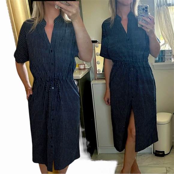 Urban Outfitters Navy Striped Shirt Dress - Picture 1 of 5
